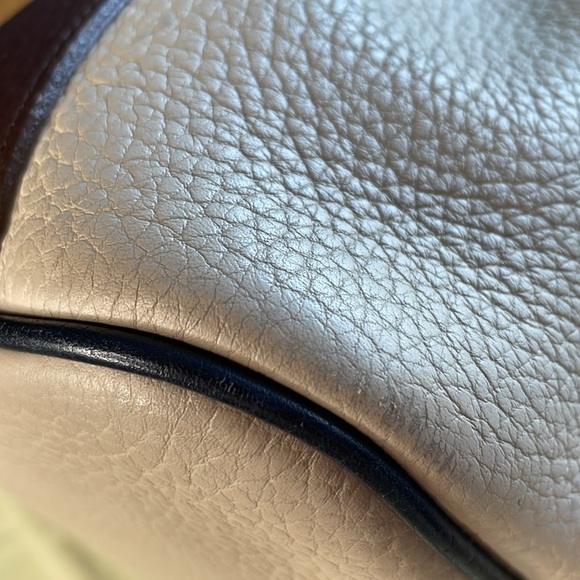 Dooney and Bourke Vintage Teton bag- Exquisite! Bone, Navy and Brown - Picture 16 of 17